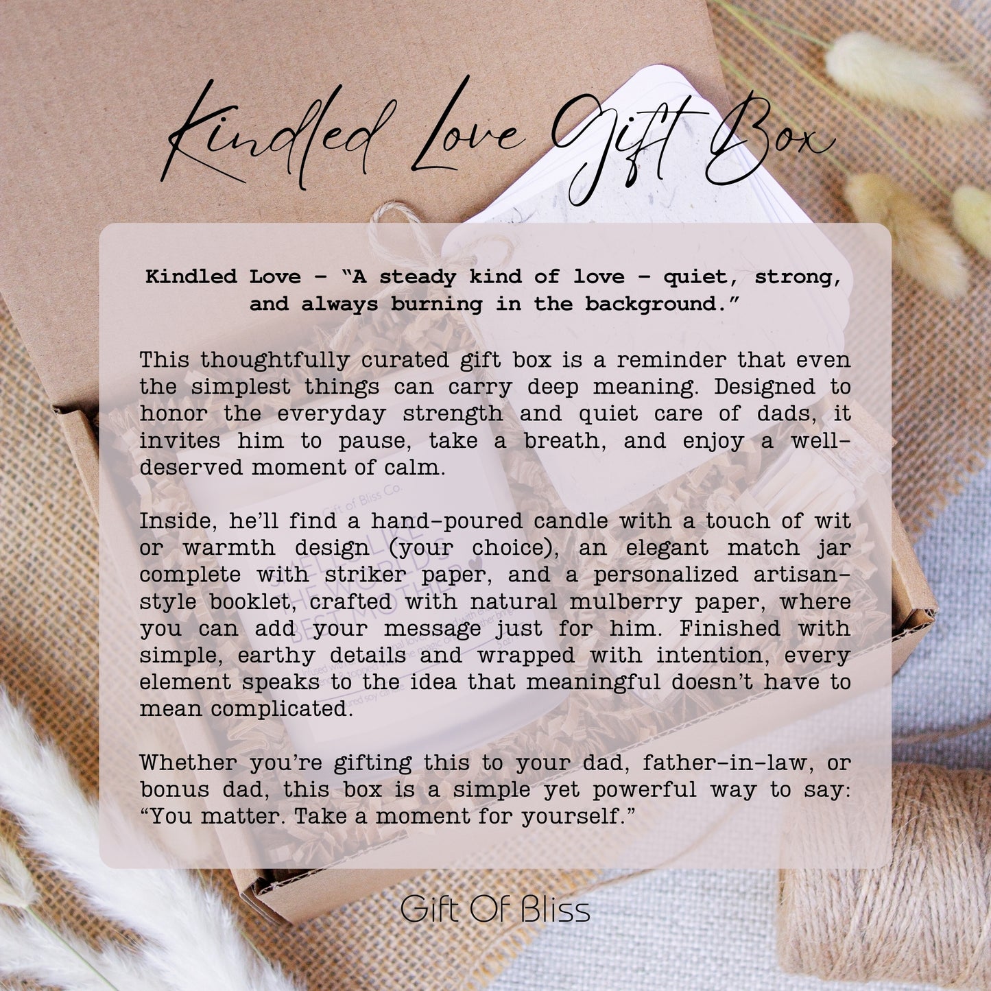 Kindled Love - Candle Gift for Dad